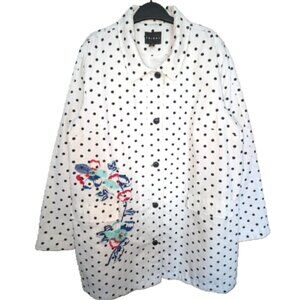 2/$35+$9.99Ship NWOT Tribal Polka Dot Spring Summer Coat with Floral Embroidery